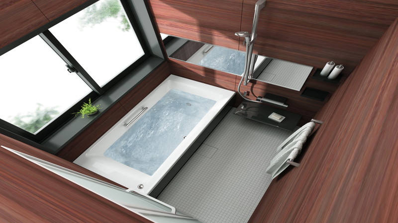 天井から見たバスルーム